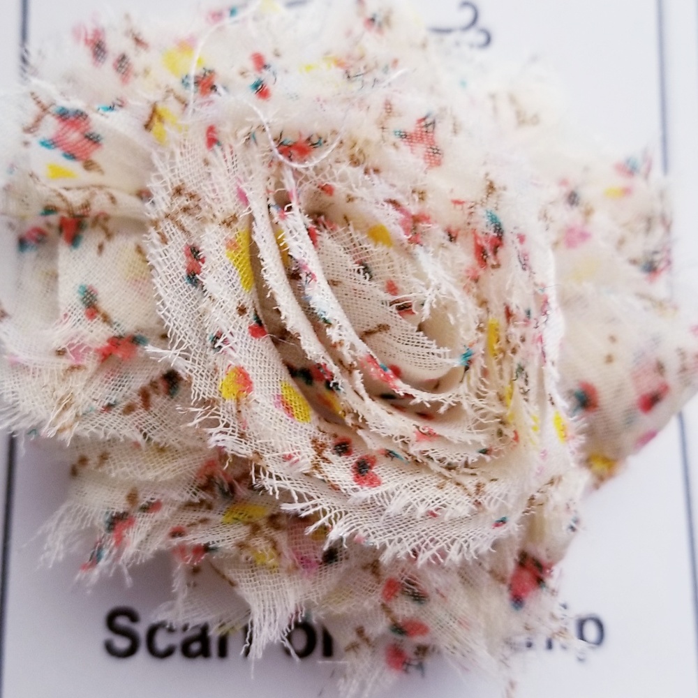 Shabby Rose Flower Scarf Clip or Hair Clip cream